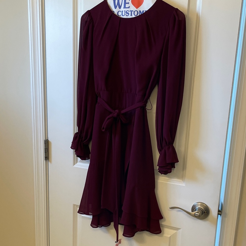 B Darlin Deep Burgundy Long Sleeve Dress
